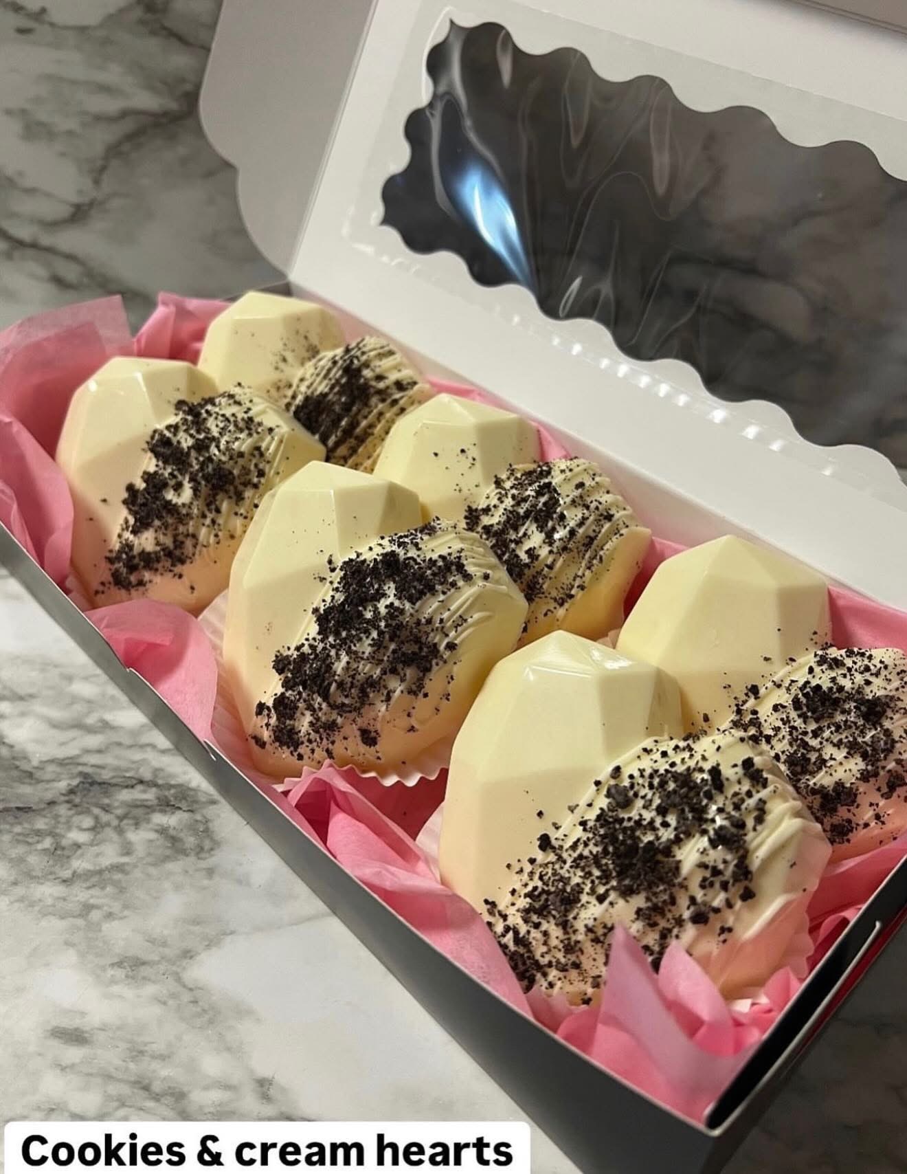Cookies and cream white chocolate hearts